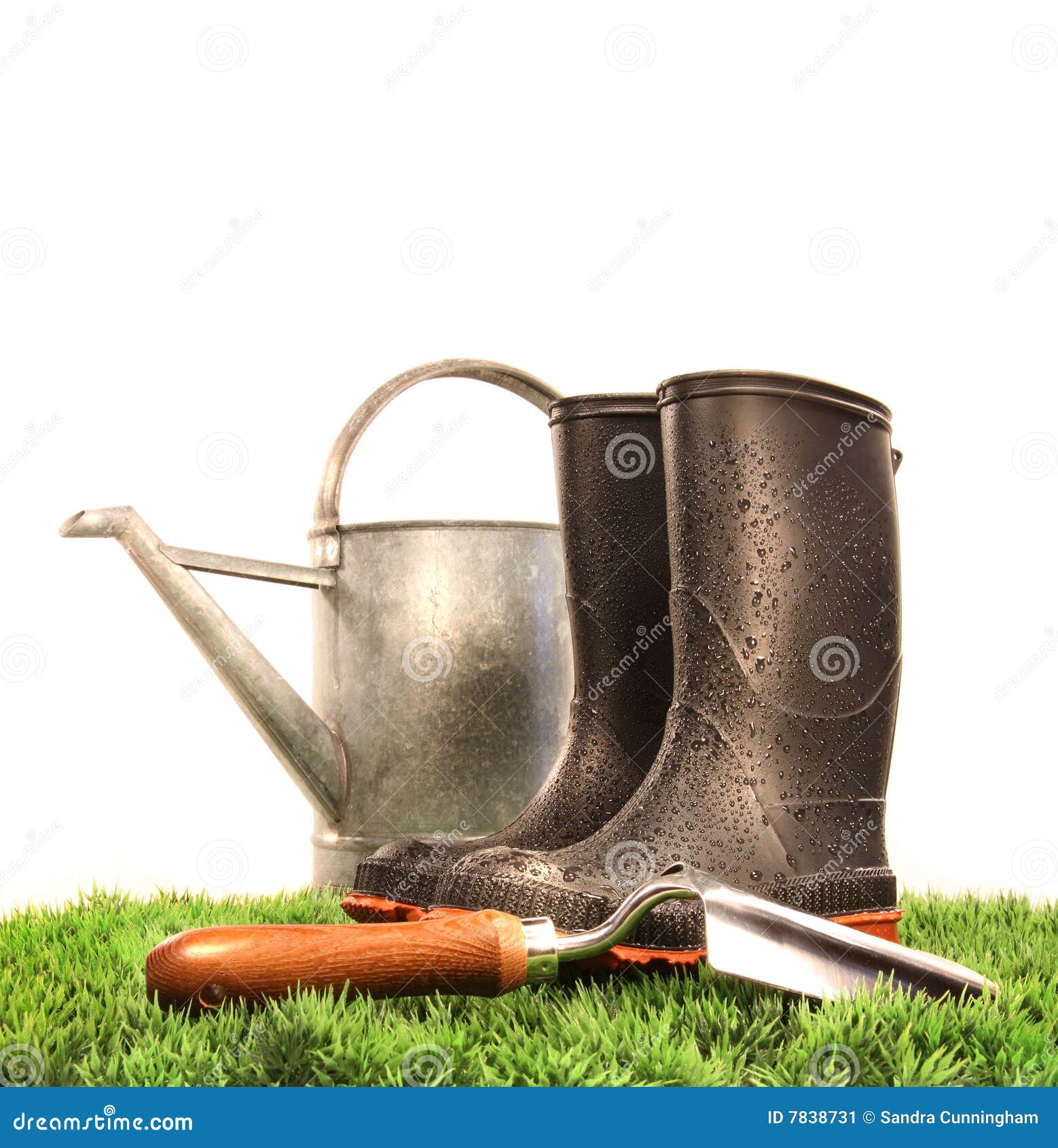 Garden Boots with Tool and Watering Can Stock Image Image of