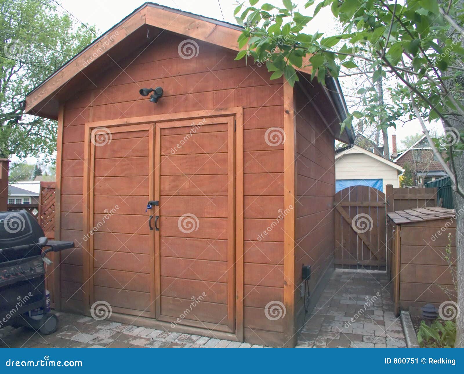 Garden Cedar Tool Shed stock image. Image of yard, shack 