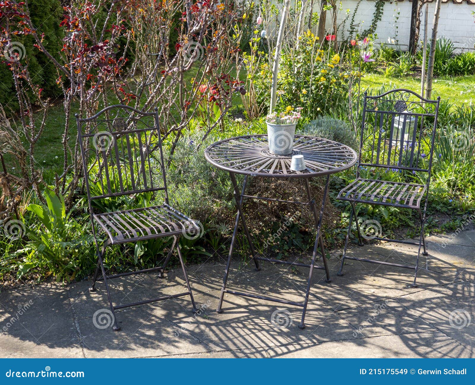 Garden Chairs and Table Made of Metal Stock Image Image of iron