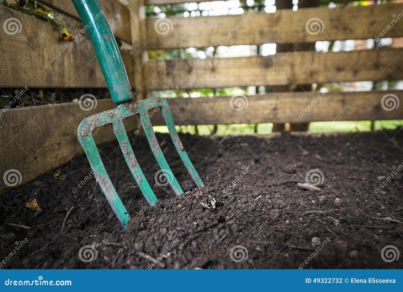 Garden Fork Turning Compost Stock Photo - Image of composter, large ...