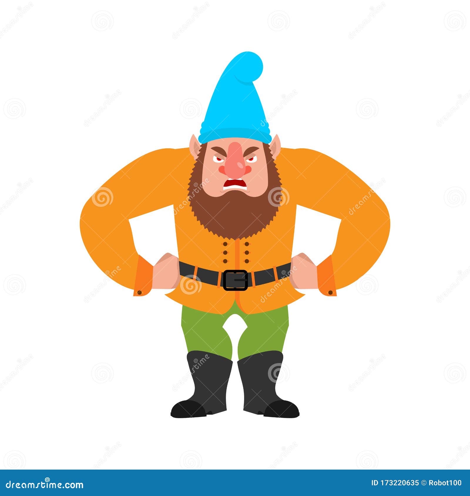 Garden Gnome Angry Dwarf Evil Aggressive Vector Illustration