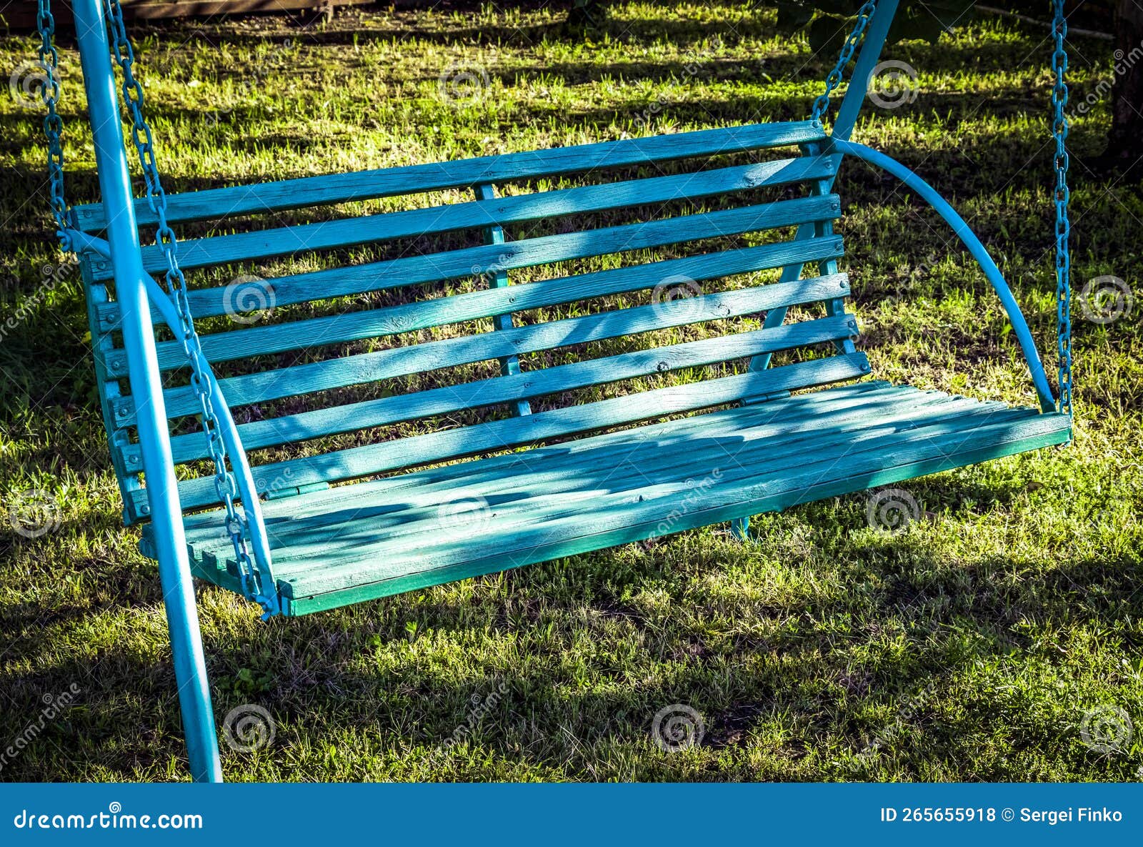 Garden hanging swing stock photo. Image of daytime, horizontal 265655918