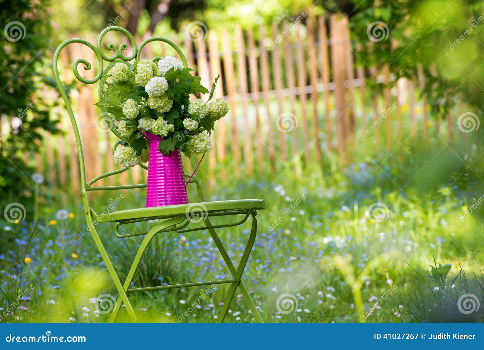 Garden idyll stock image. Image of vase, chair, opulus 41027267