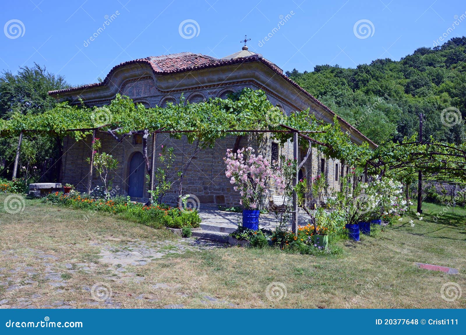 Garden of Kilifarevo. Kilifarevo monastery near veliko tarnovo in Bulgaria