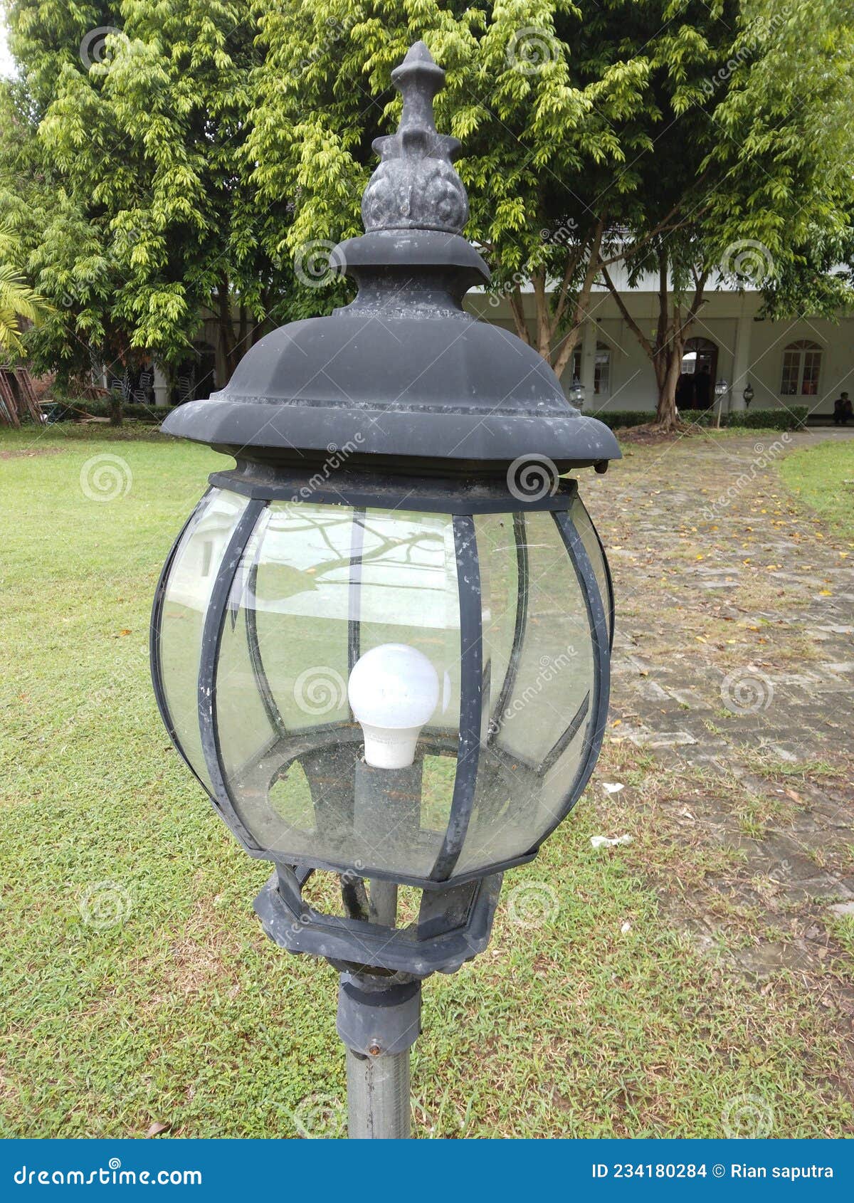 A Garden Lamp with a Unique Model Stock Photo Image of sculpture