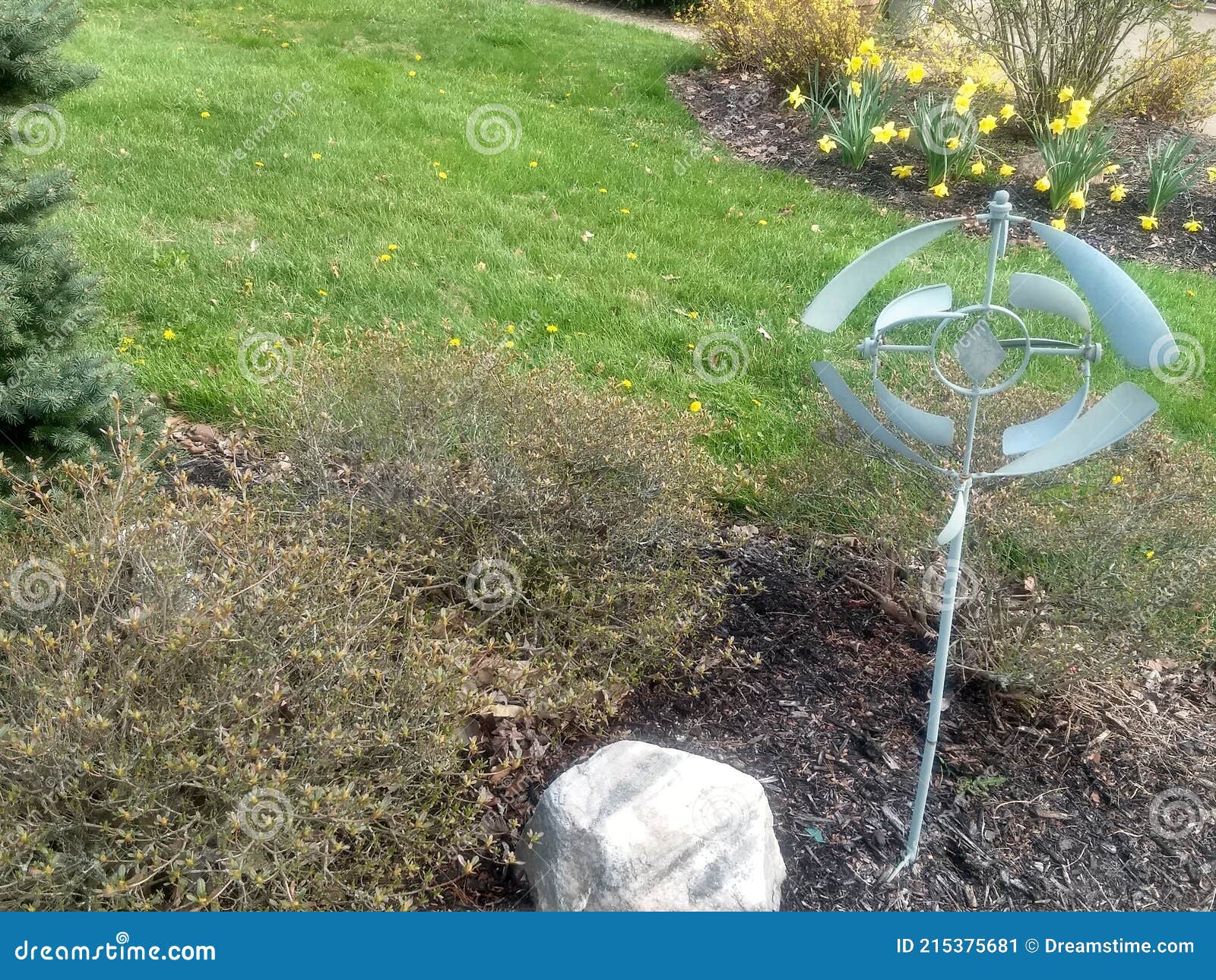 Garden Landscaping Marble Rock Stock Image Image of soil, pond 215375681