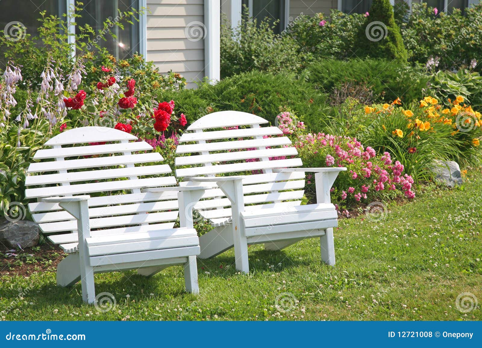 Garden Moon Chairs stock photo. Image of residential - 12721008