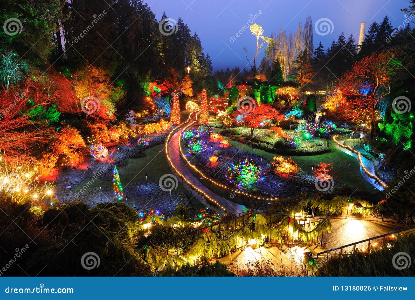 Christmas Lights in Butchart Gardens Stock Photo - Image of