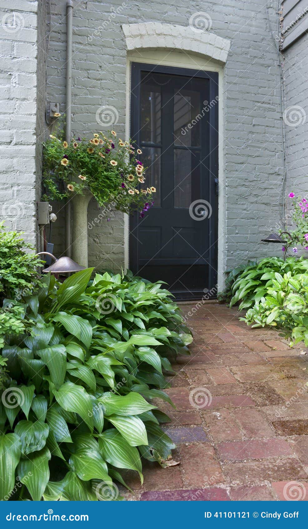 Garden Path Leading To Door Stock Image Image of landscaping, flowers
