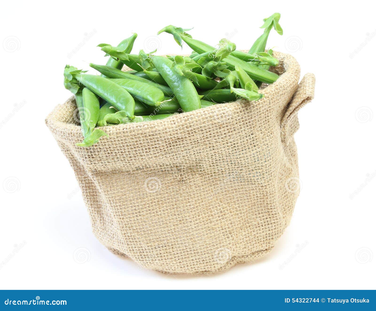 Garden peas in a jute bag stock photo. Image of peas 54322744