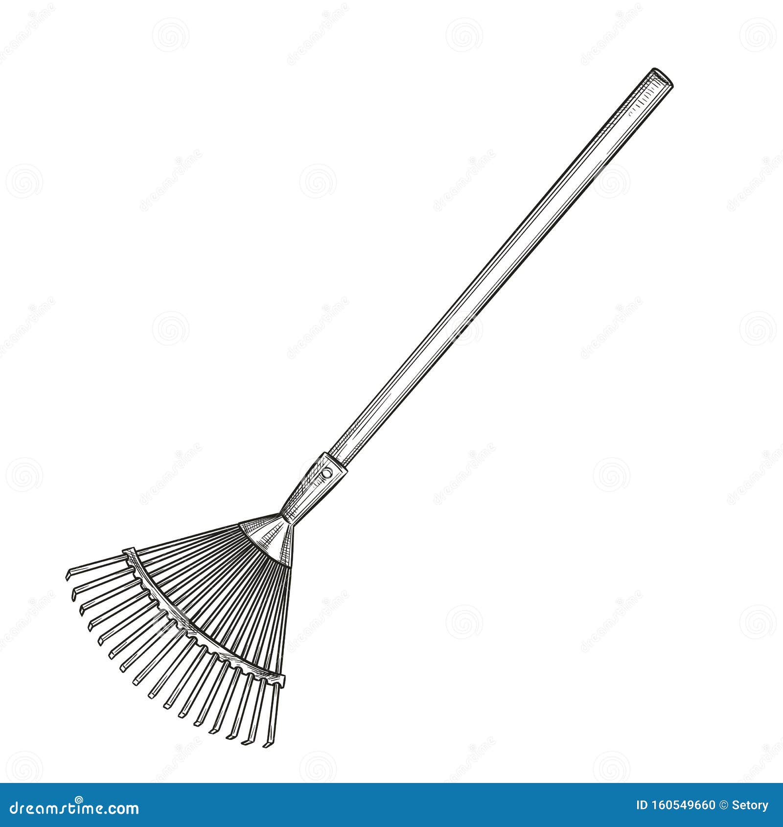 Garden Rake Icon, Sketch Style. Stock Vector - Illustration of ...