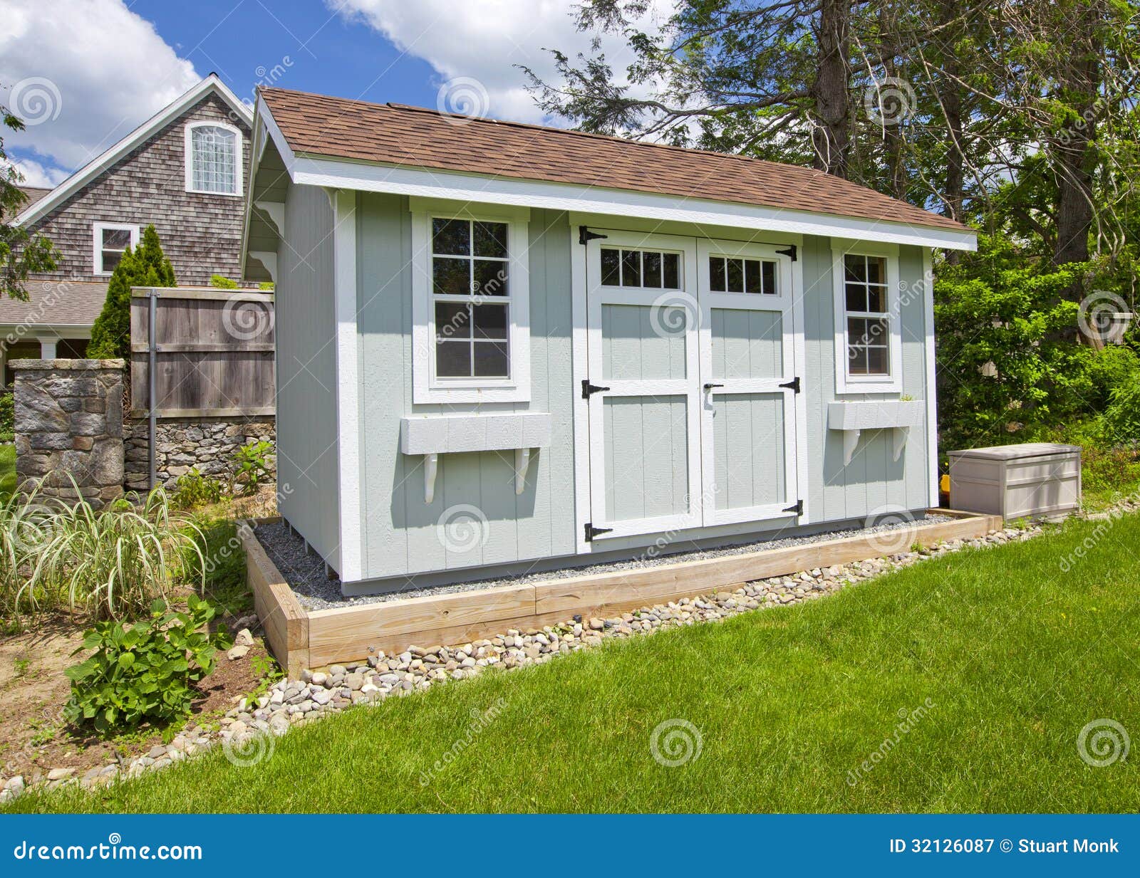 garden shed stock image. image of beauty, building, door