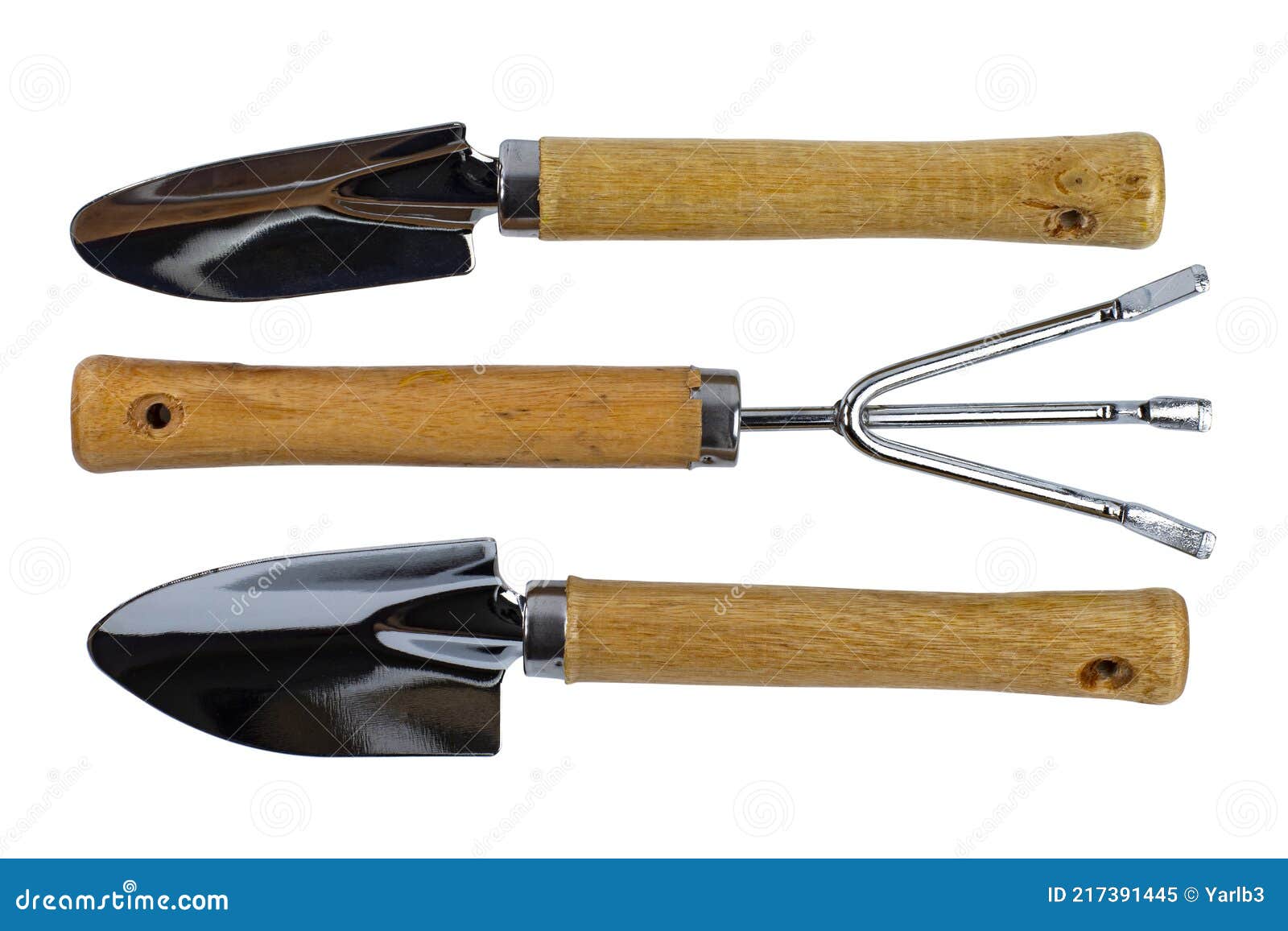 Garden Shovels and Rake on White Isolated, Top View Stock Image Image of hardware, small