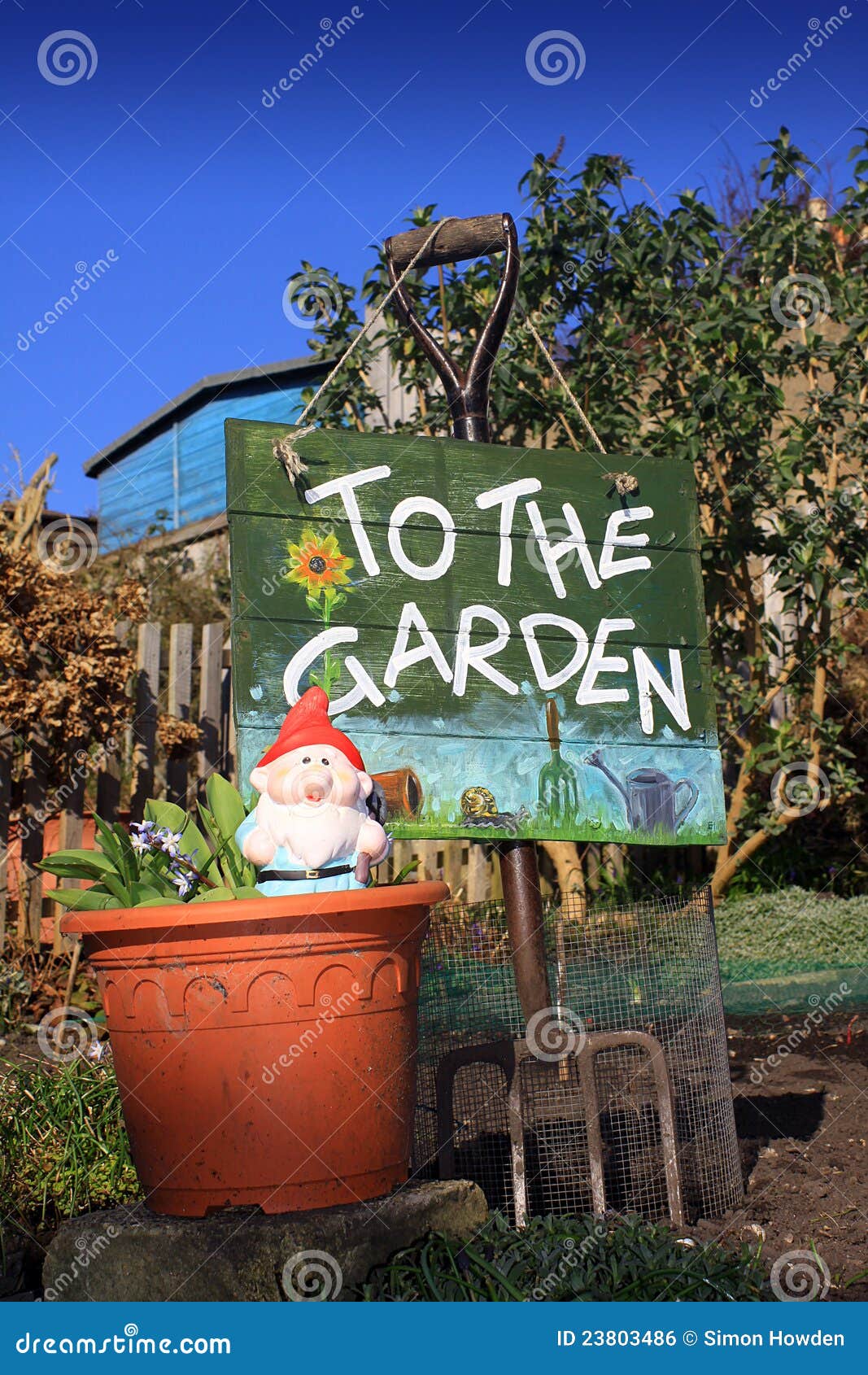 Garden Sign 2 Stock Photo Image Of Blue Painted Wooden 23803486