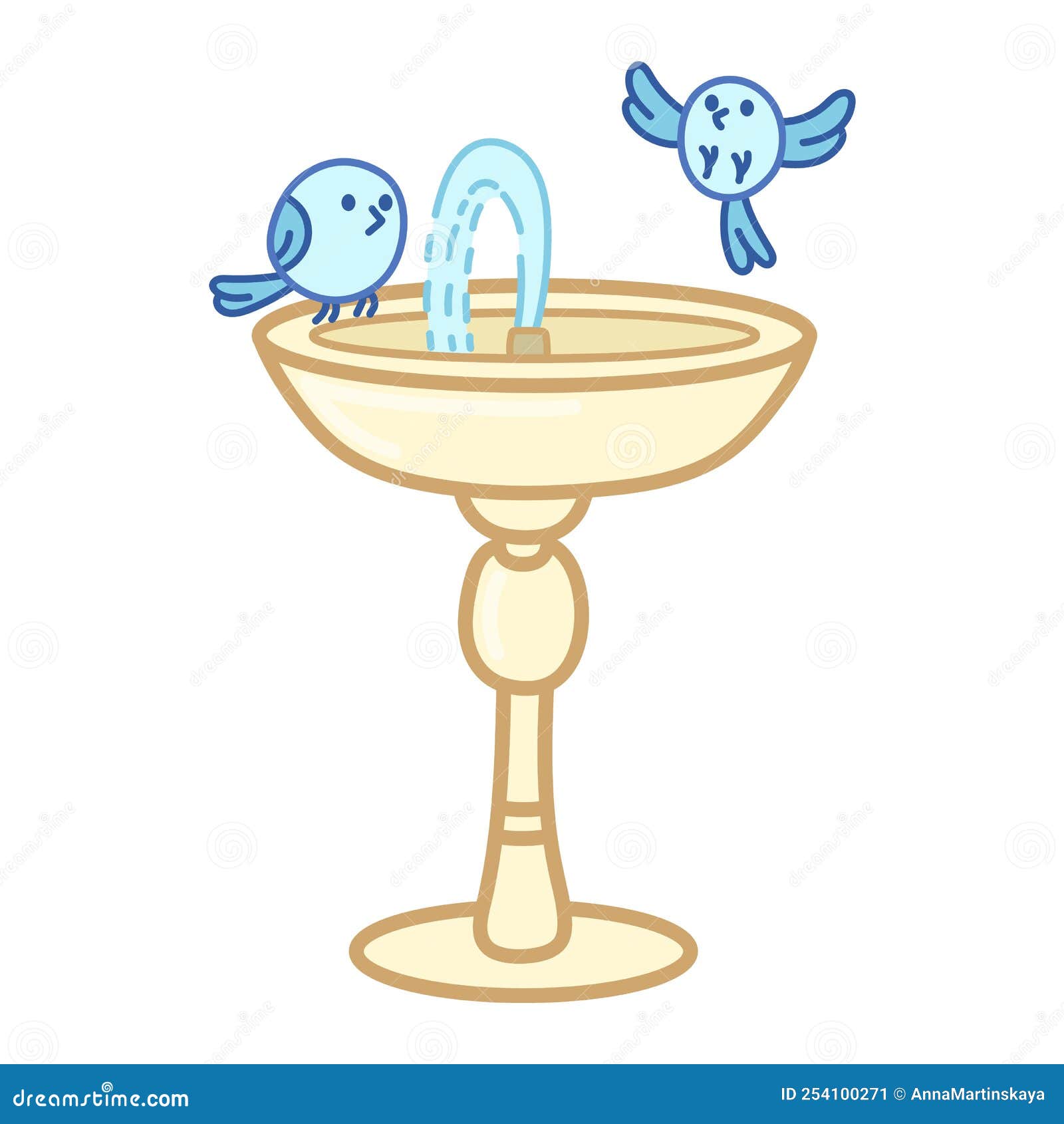 Garden Stone Fountain. Bird Bath Classic Form. Cute Illustration in Cartoon  Style. Vector Art on White Background Stock Vector - Illustration of  object, classic: 254100271