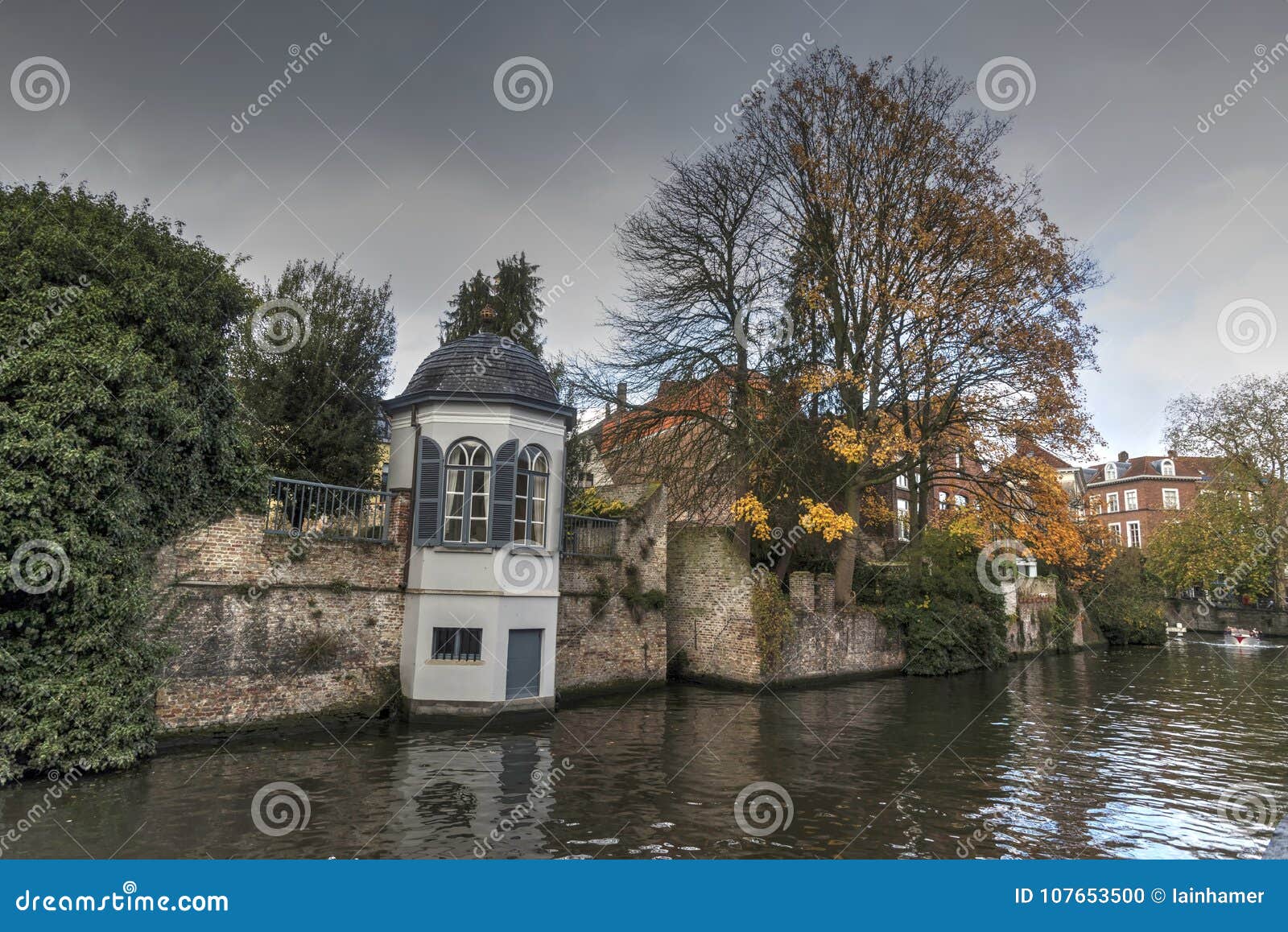 Garden Structure Beside Groenerei Canal Bruges Stock Photo Image