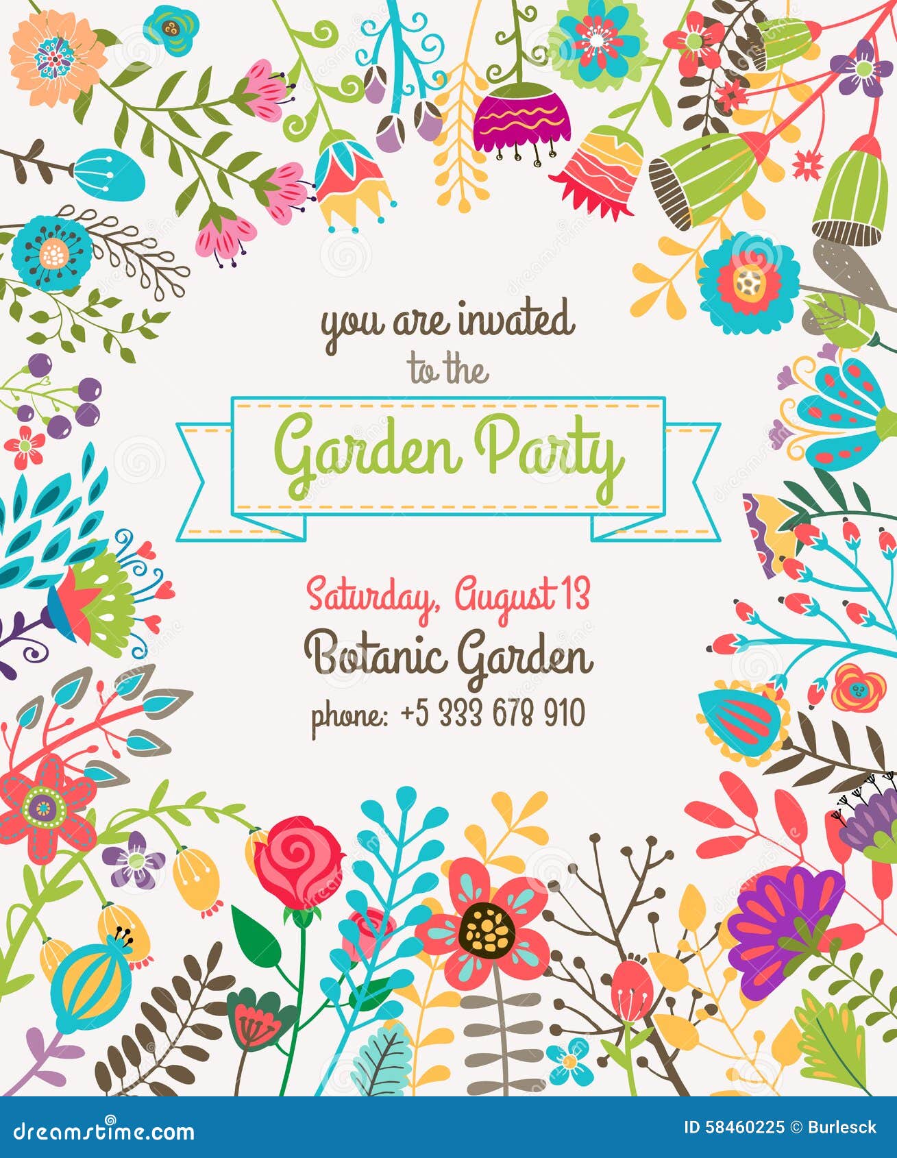 garden or summer party invitation template poster