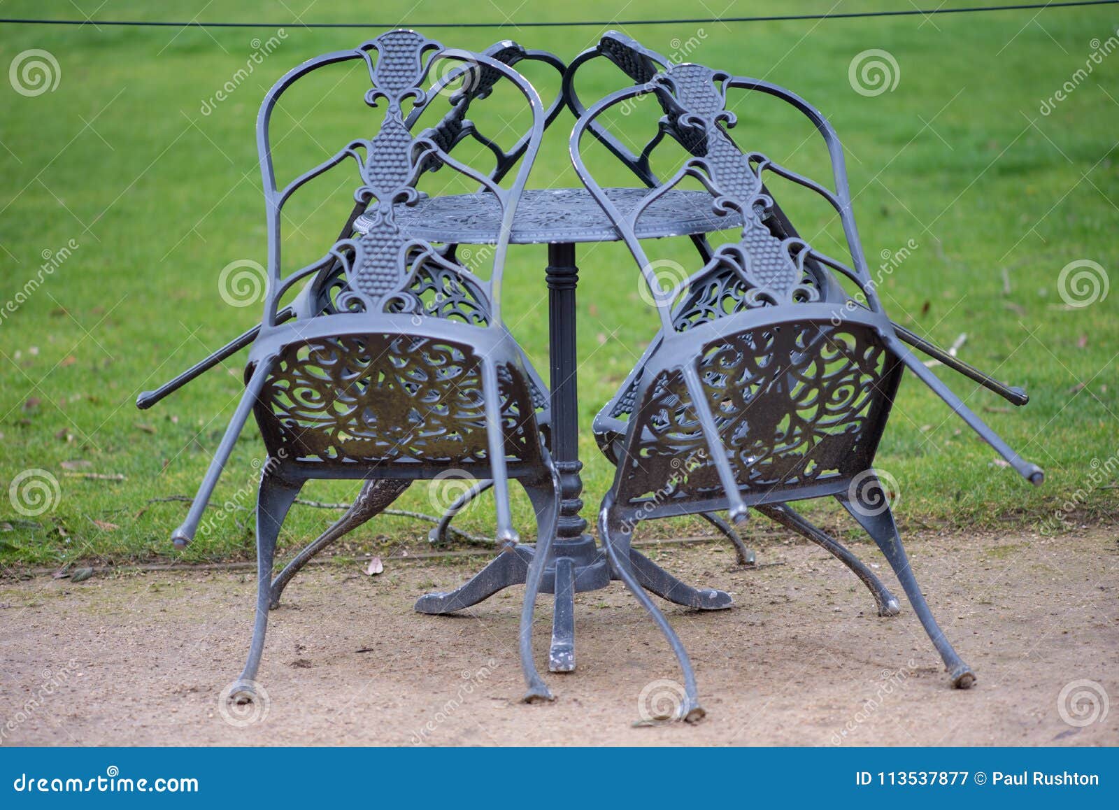 Garden Table And Chair Set Drying In Winter Stock Image Image Of