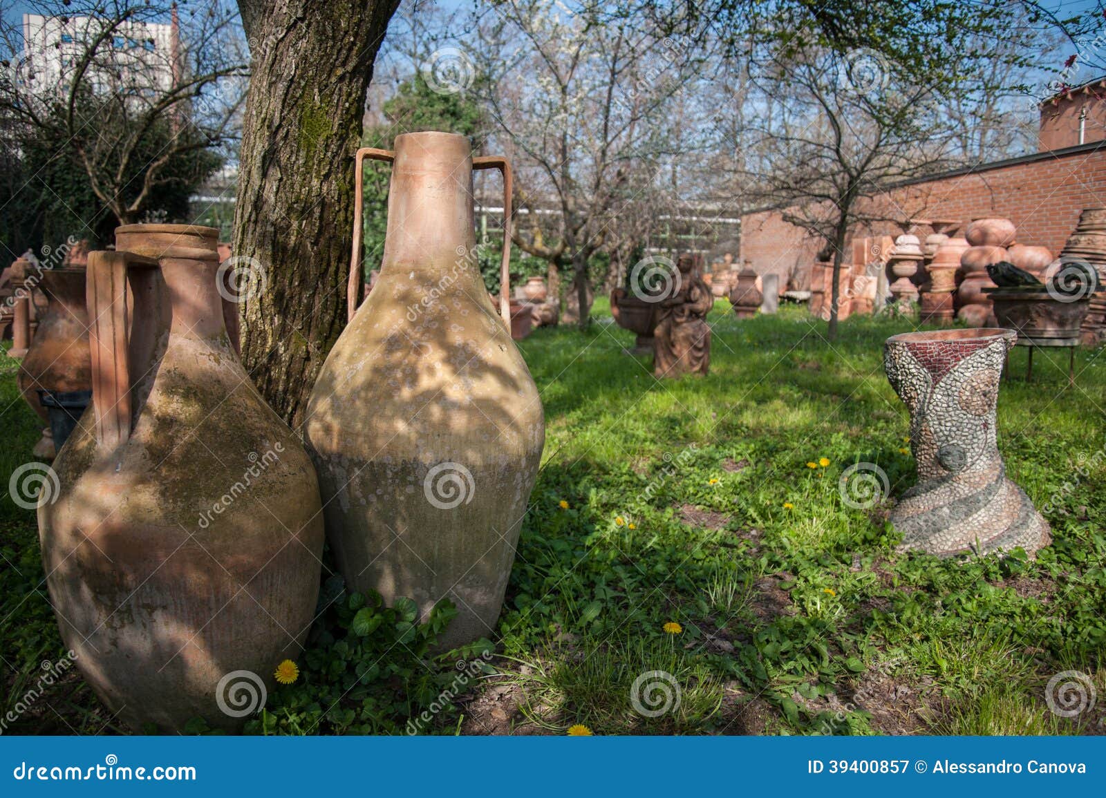 Garden with Terracotta Vases Stock Image Image of handicraft, clay