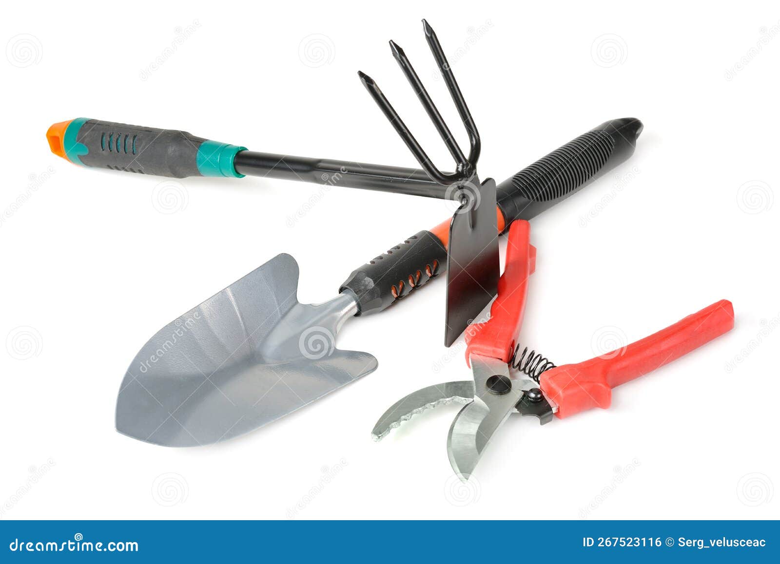 Garden Tools Isolated on White Stock Photo Image of pruning, rake