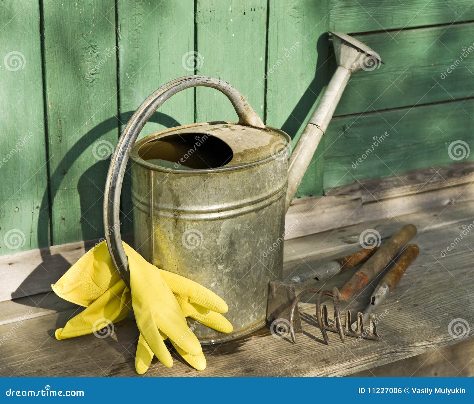 Garden Tools on Wooden Working Surface Stock Photo Image of wooden