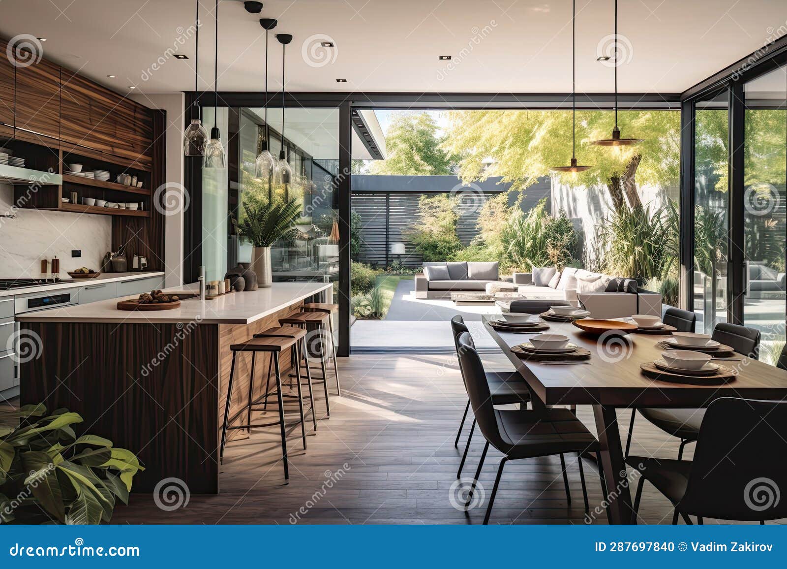 OPEN KITCHEN DINING ROOM WITH A VIEW