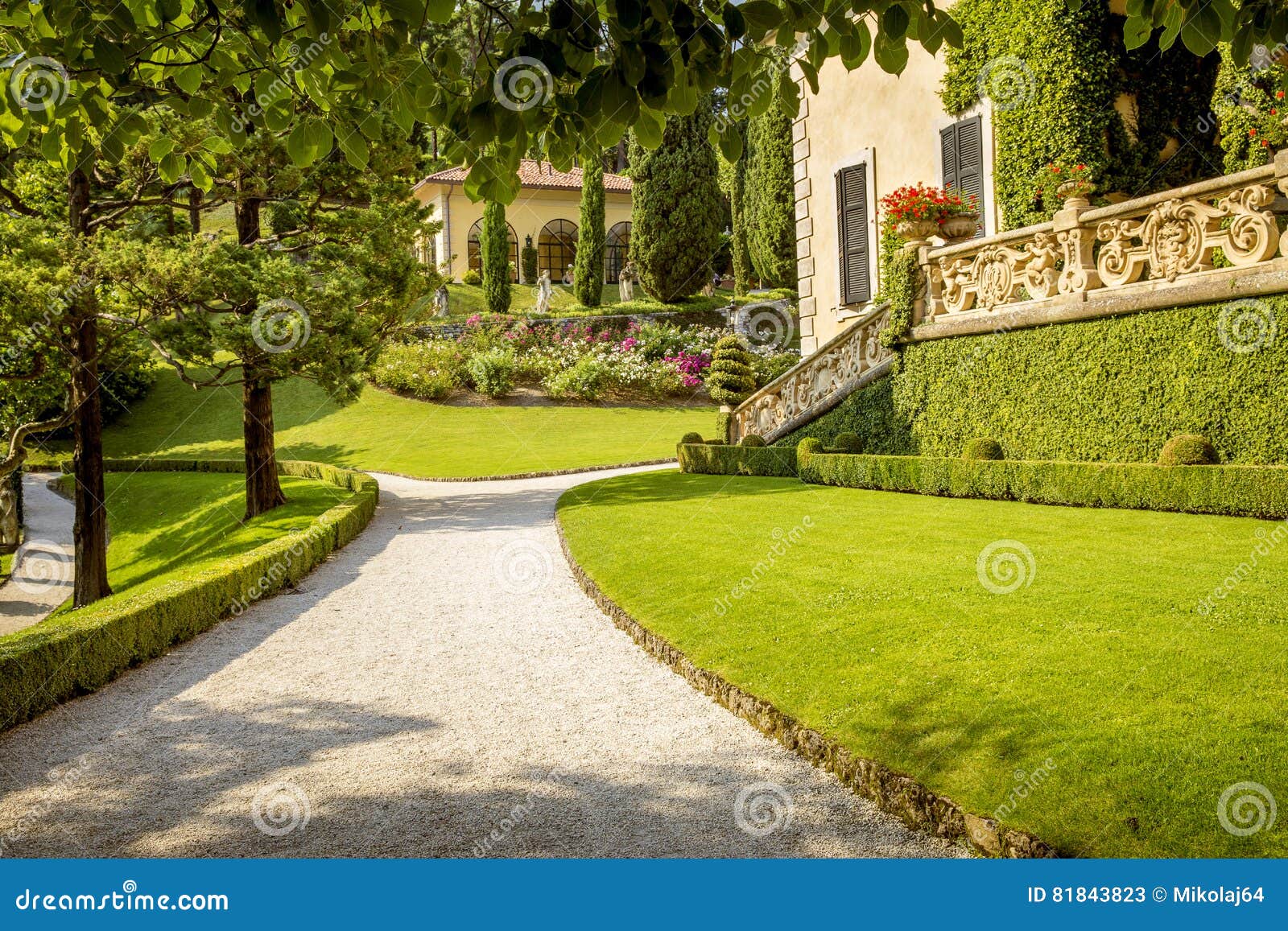 Garden of Villa at Como Lake in Italy Stock Image Image of