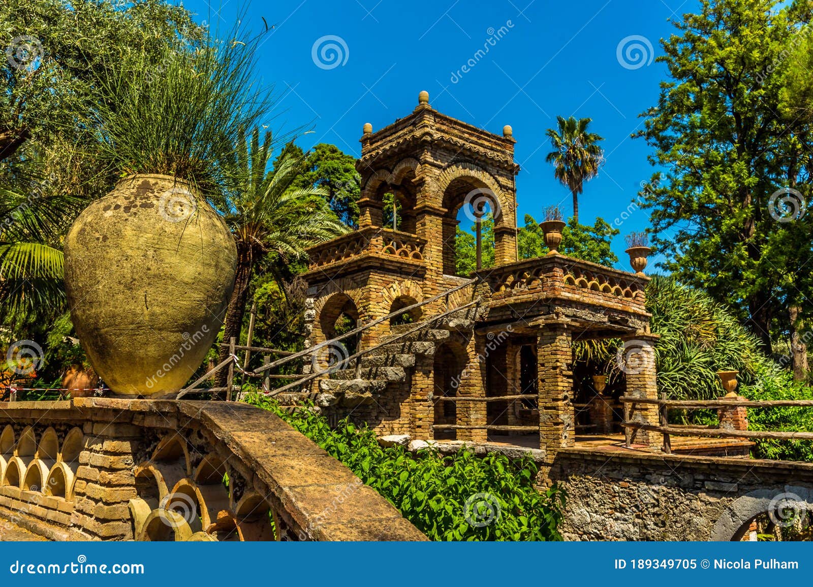 the garden of villa comunale, taormina, sicily