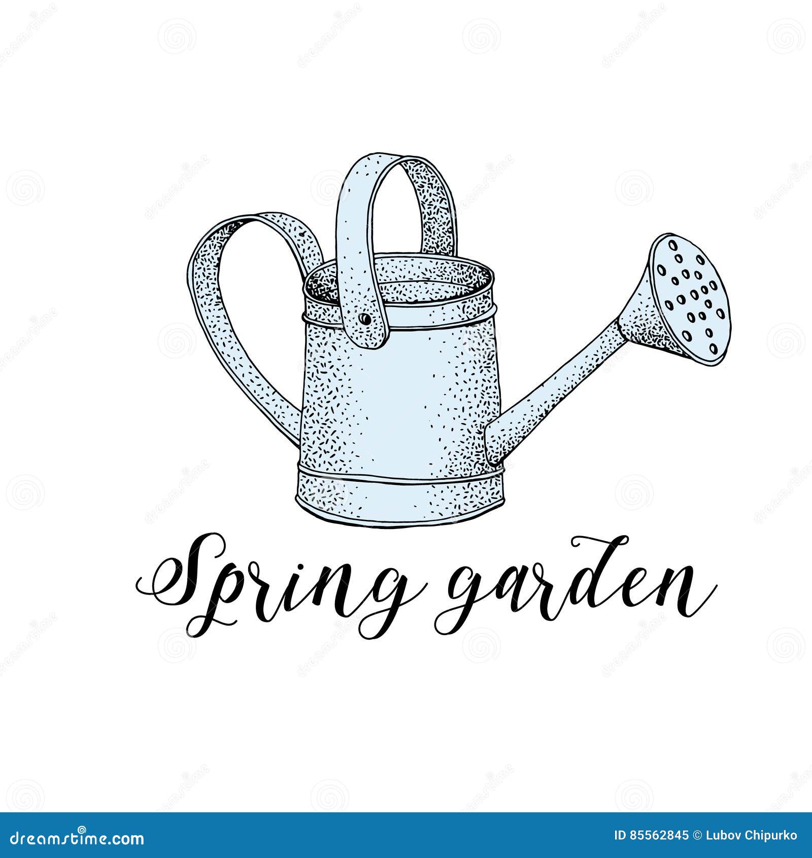 Garden Water Can Vector Drawing Stock Vector - Illustration of
