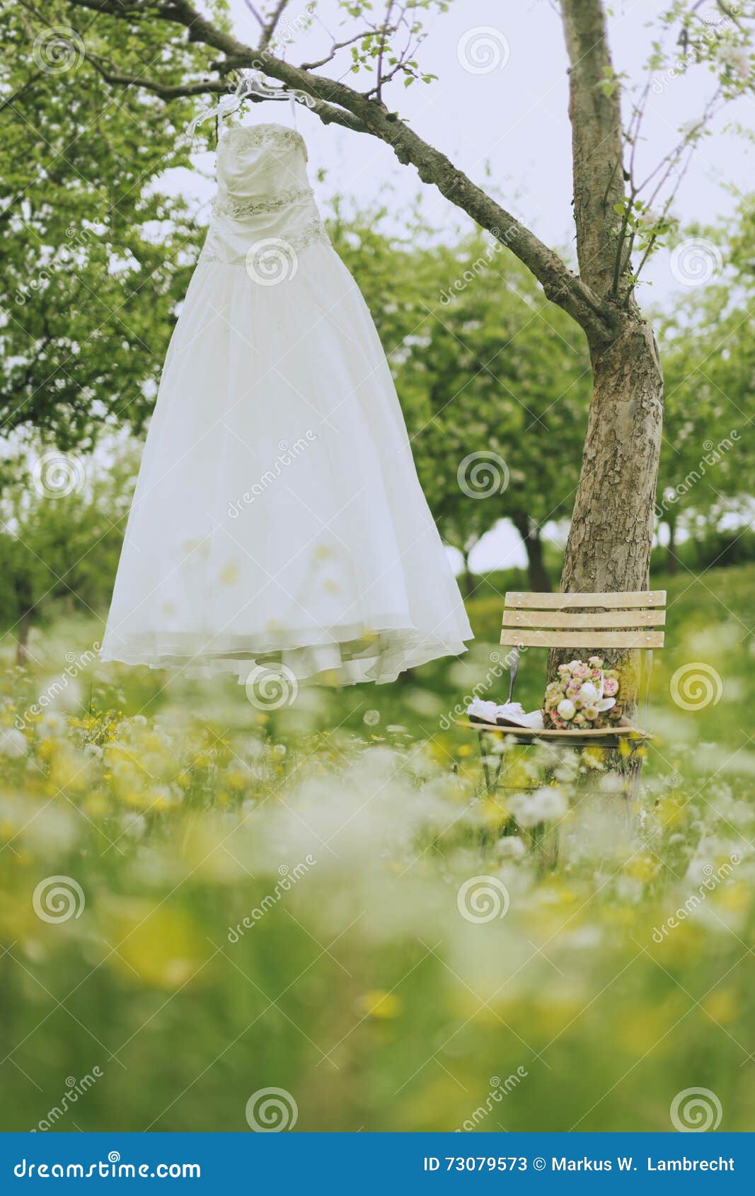 Garden Wedding Bridal Dress Stock Image Image Of Decor Flowers