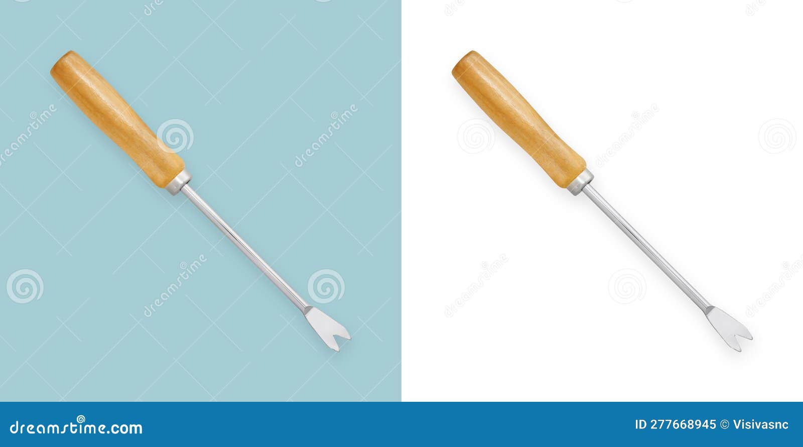 Garden Weed Removal Hand Tool with Wooden Handle. Top View Isolated on  White Background Stock Illustration - Illustration of online, sale:  277668945