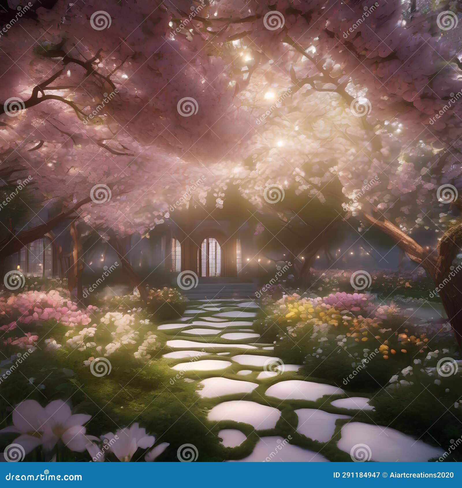 A garden where flowers release fragrances that trigger vivid, dreamlike