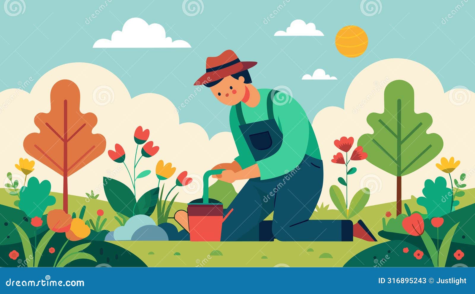 a gardener with adhd tending to their flourishing garden channeling their tered energy into organizing and ing the