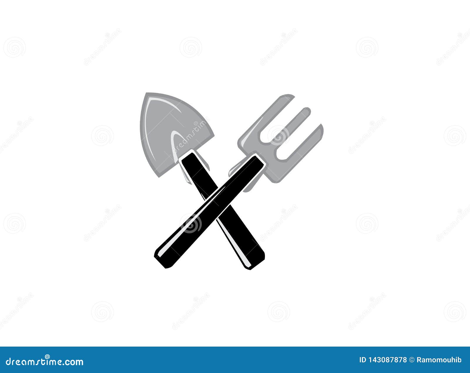 Gardening Tools a Crossed Trowel for Logo Design Stock Illustration
