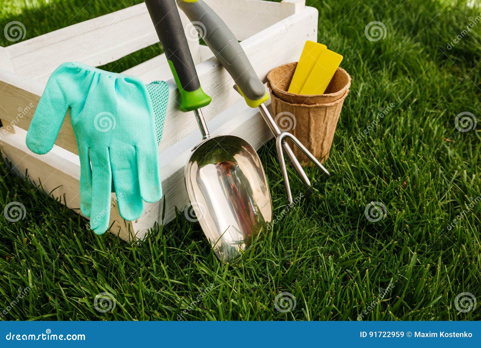 Gardening Tools and Equipment Closeup in the Backyard. Stock Image ...