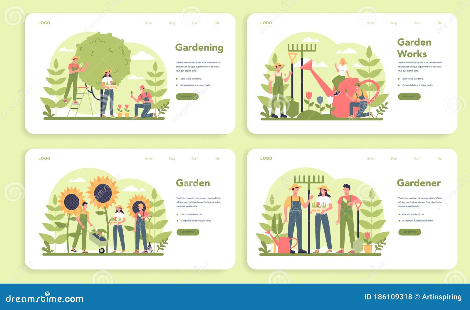 gardening web banner or landing page set. idea of horticultural