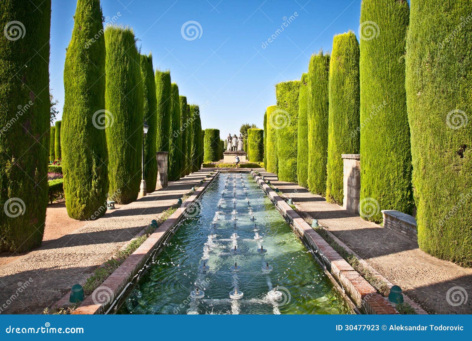gardens at the alcazar de los reyes cristianos in cordoba, spain