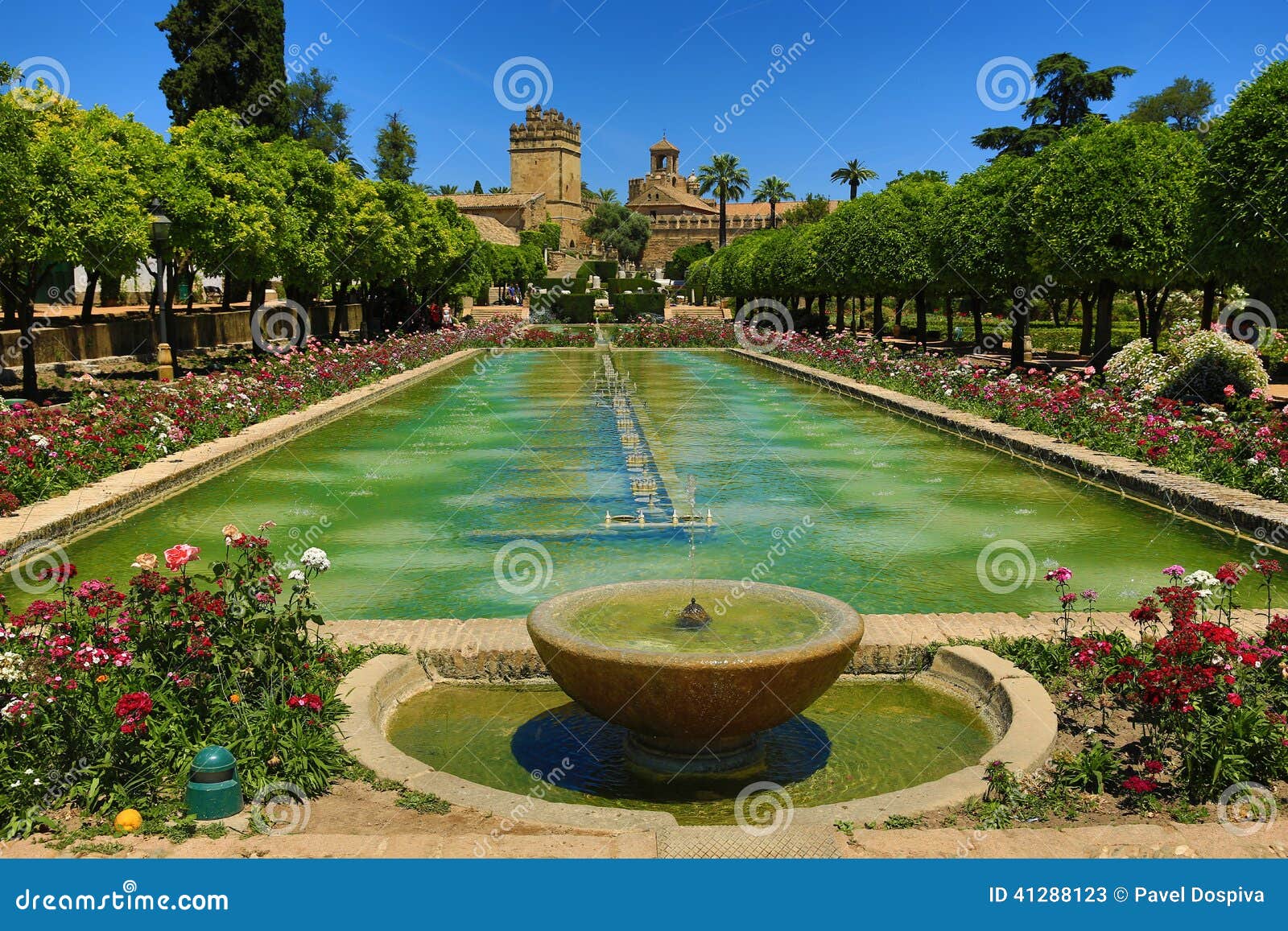 gardens of alcazar de los reyes cristianos, cordoba, spain. the place is declared unesco world heritage site. cordoba, spain
