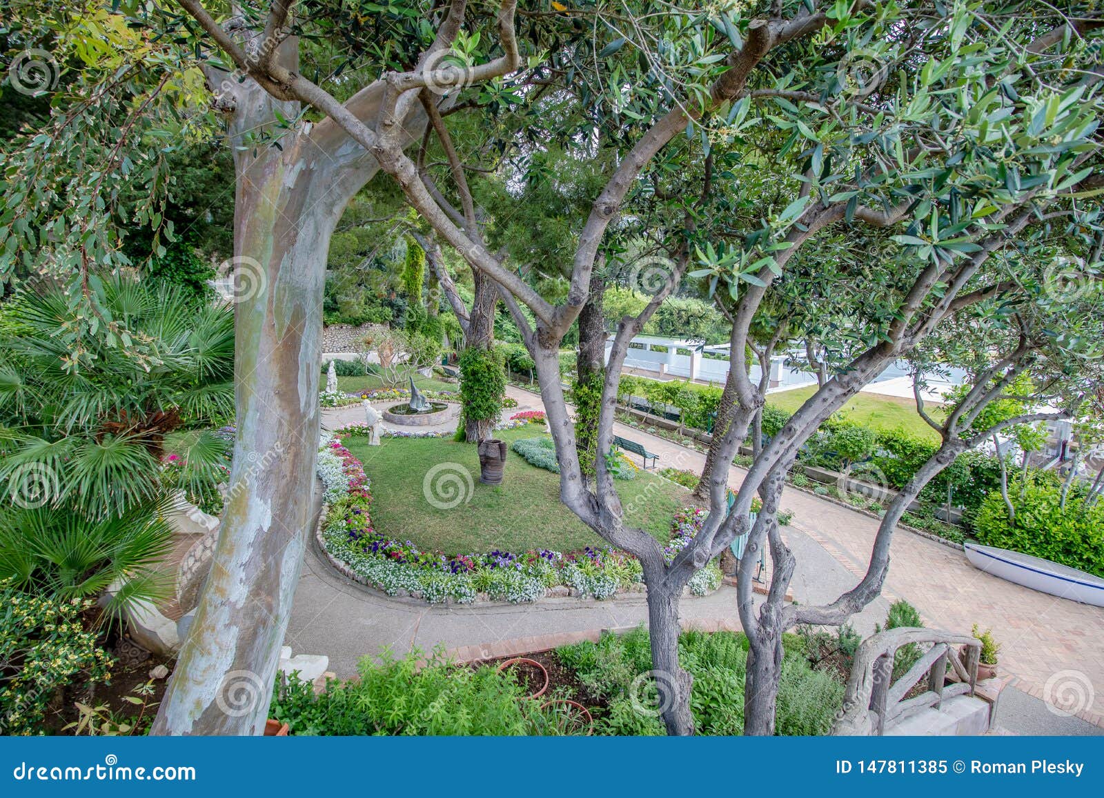 The Picturesque Augustus Gardens In Capri, Italy Stock