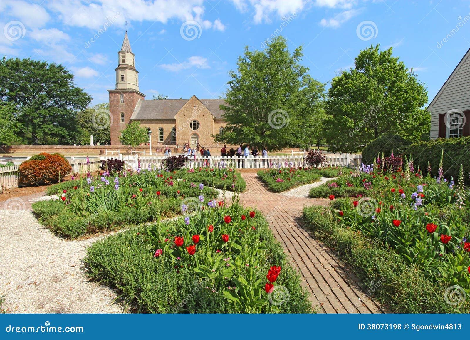 Gardens at Colonial Williamsburg in Front of Bruton Parish Church Editorial Stock Photo Image