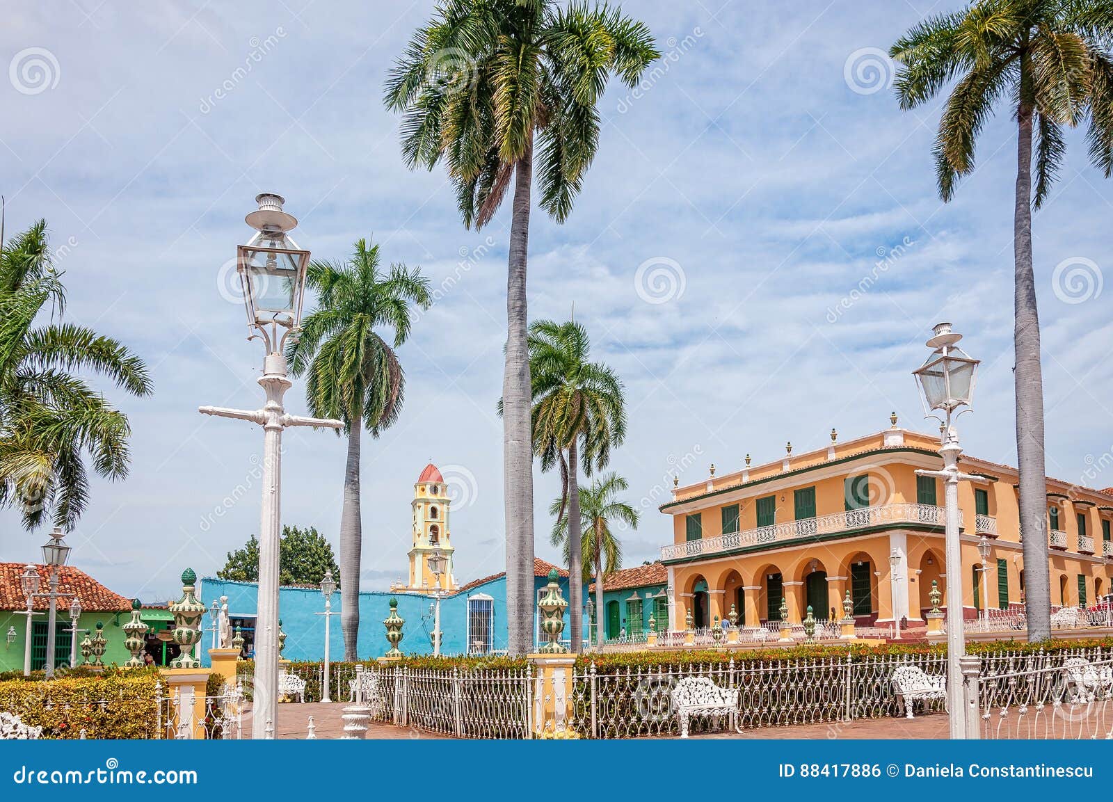 The Gardens In Plaza Mayor Main Square In Trinidad Stock Photo