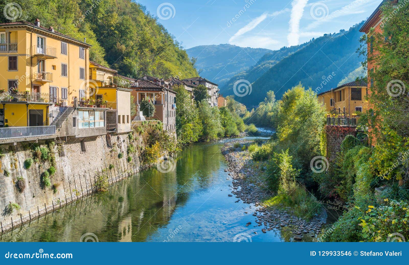 the picturesque town of bagni di lucca on a sunny day. near lucca, in tuscany, italy.