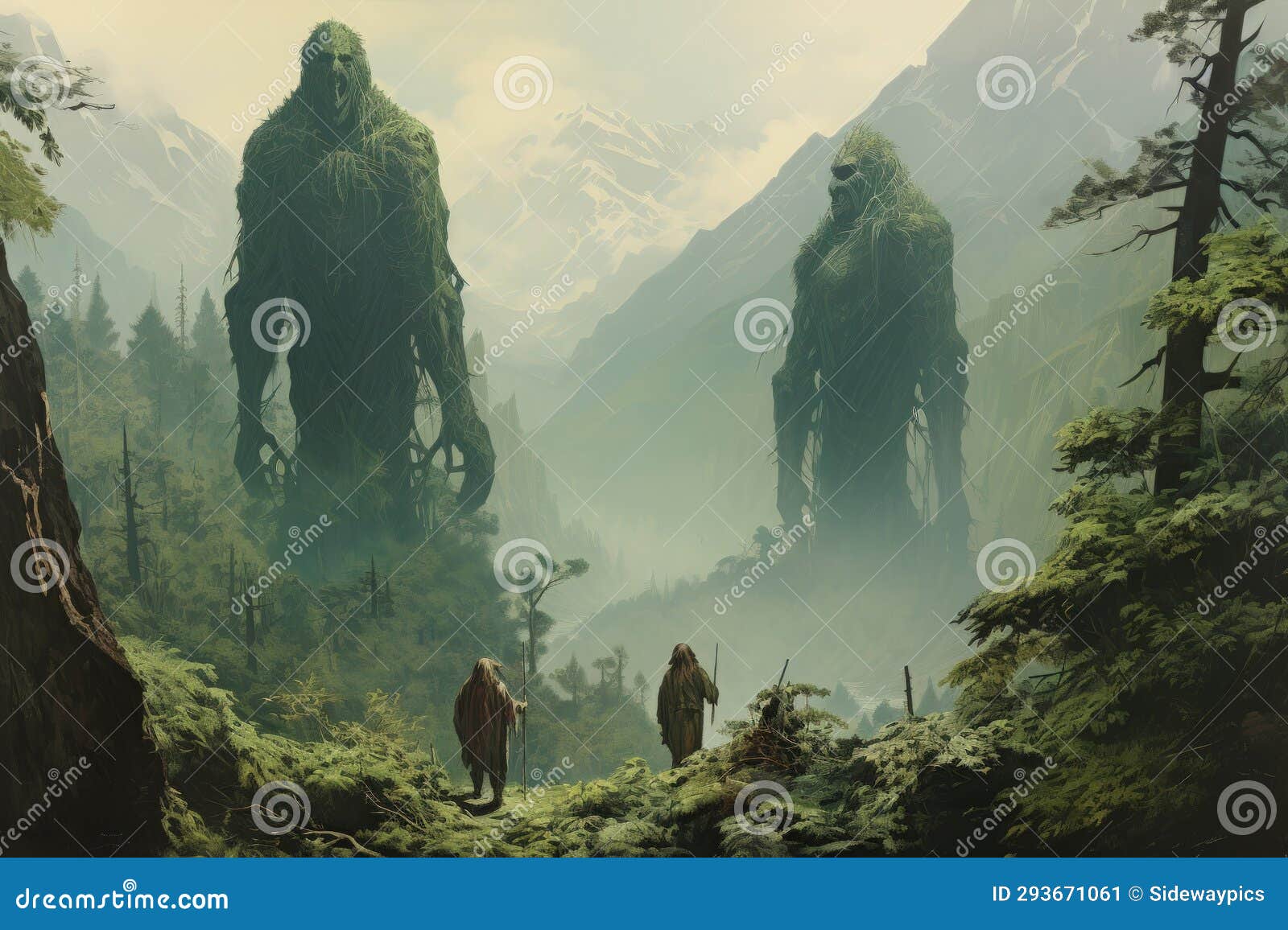 gargantuan giants roaming the mountains - generative ai