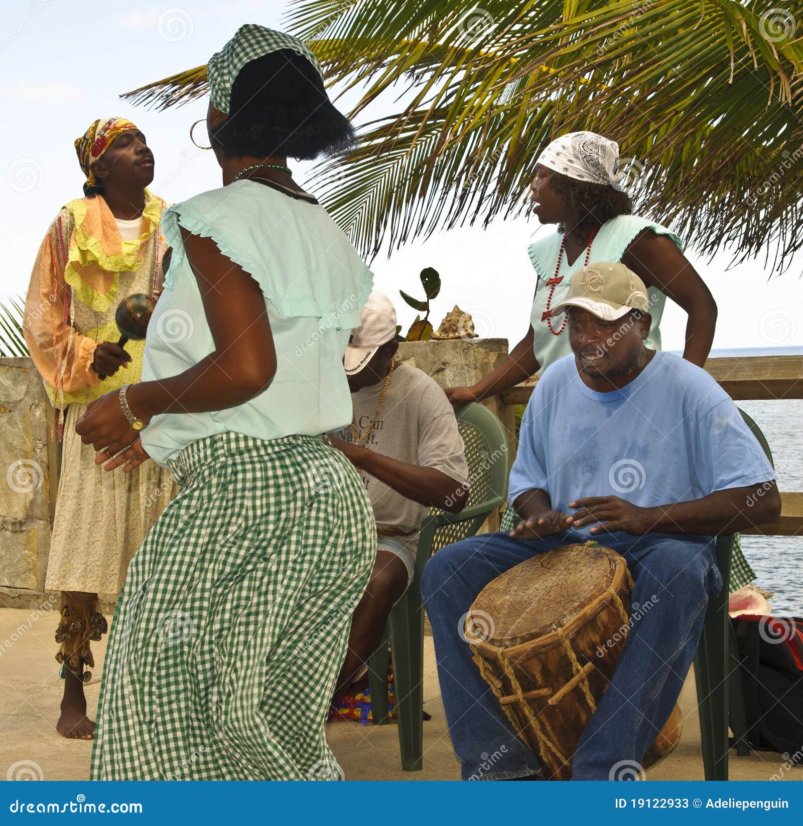 Garifuna Dancer And Musicians, Honduras Editorial Stock Photo Image