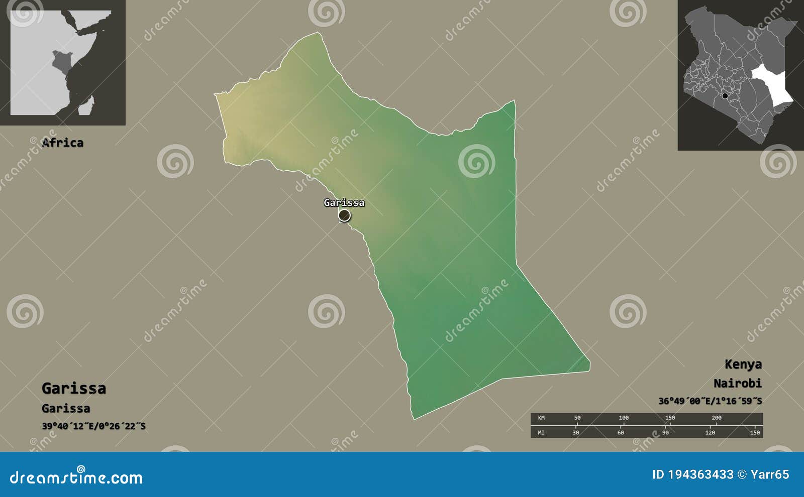 Map Of Garissa County Garissa, County Of Kenya,. Previews. Relief Stock Illustration -  Illustration Of Zoom, Nature: 194363433