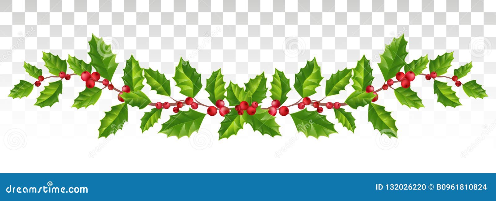 Garland from Branches of Holly with Red Berries. Christmas Decor Stock  Vector - Illustration of creative, frame: 132026220