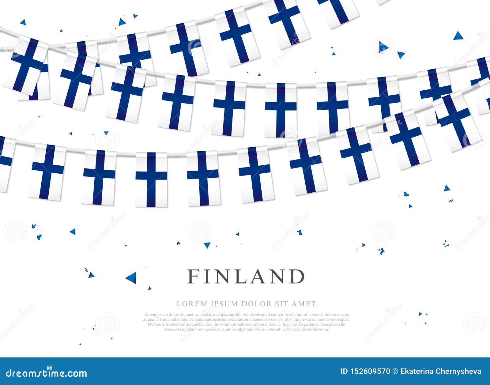 Garland of Finnish Flags. Finnish Independence Day Stock Vector