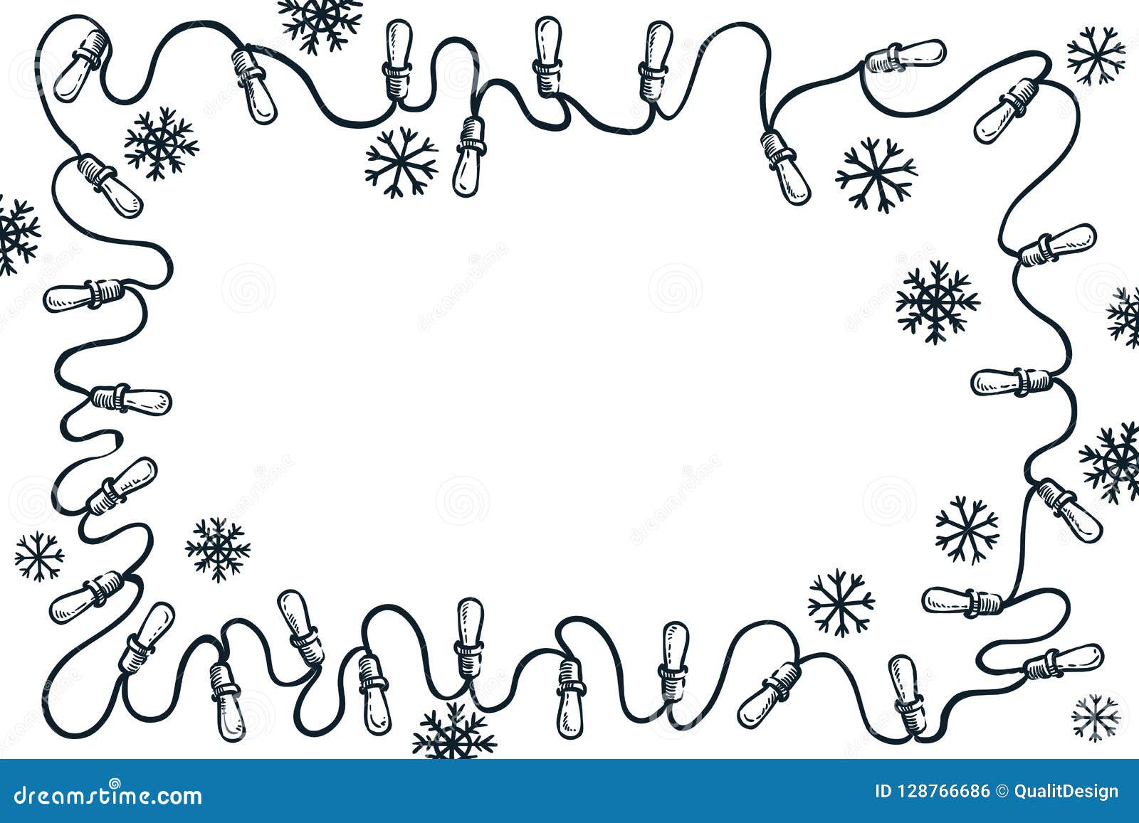 christmas lights clipart black and white