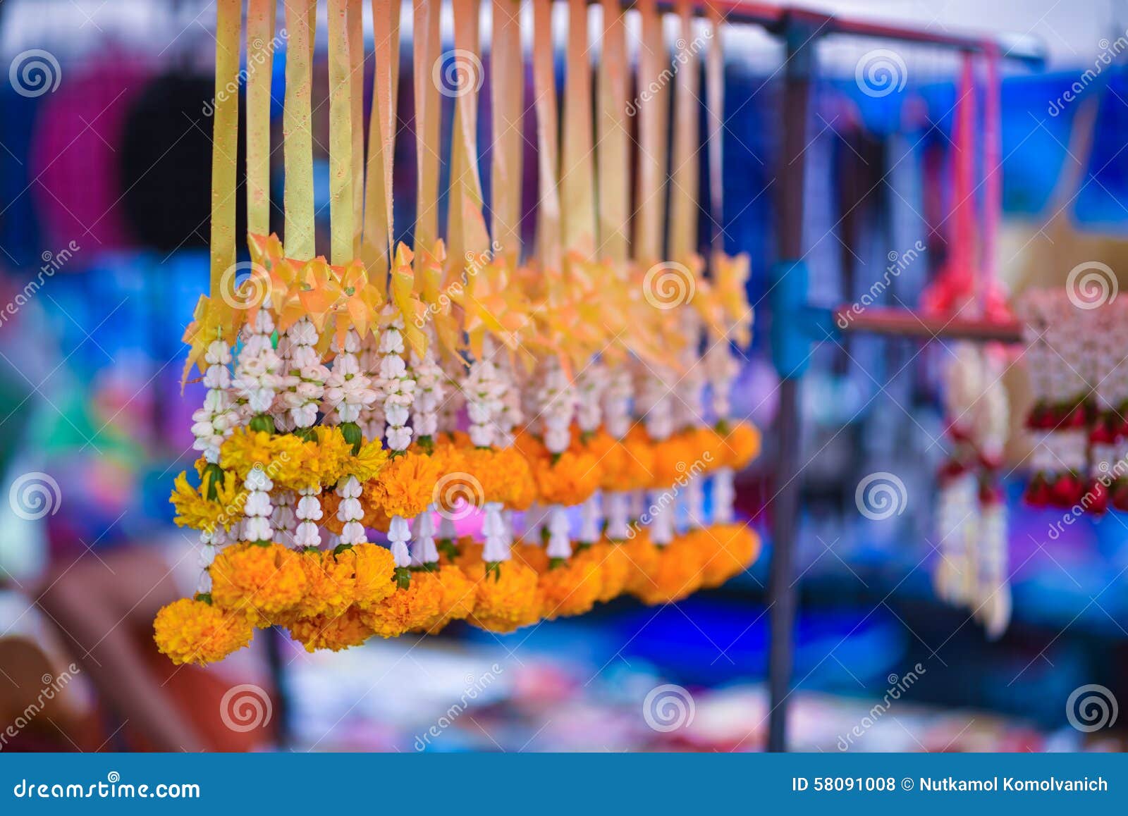 Garland in market stock photo. Image of fresh, yellow 58091008