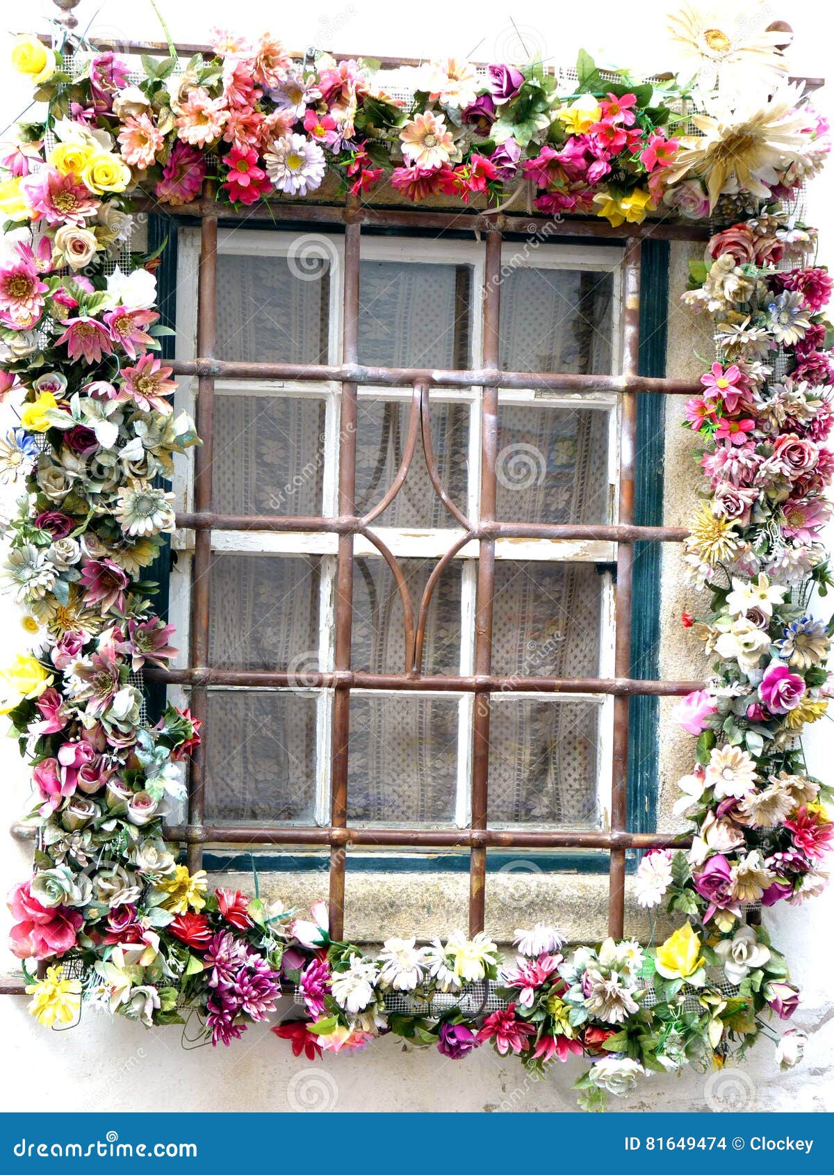 Garland Window stock photo. Image of flowers, ornate 81649474